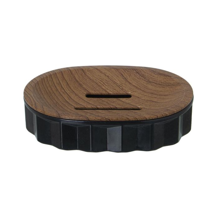 Jabonera Alexandra House Living Marrón Negro Acrílico Plástico Madera 12 x 3 x 9 cm 2