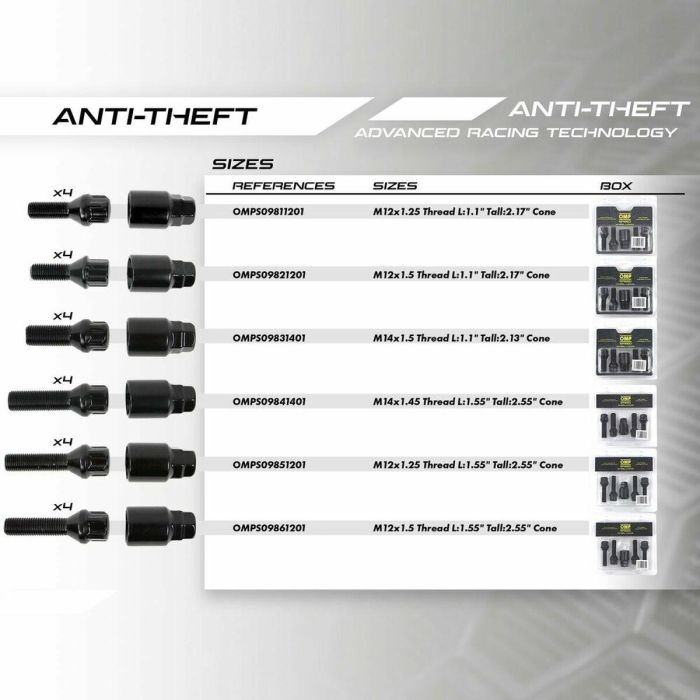 Kit de tornillos OMP OMPS09531201 M12 x 1,25 4 uds 3 Kit de tornillos OMP OMPS09531201 M12 x 1,25 4 uds 3