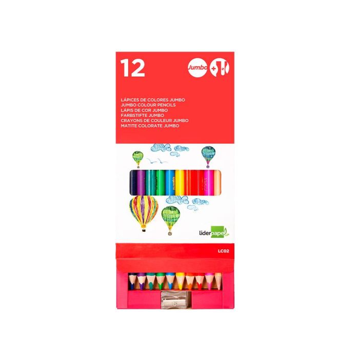 Lapices De Colores Liderpapel Jumbo Con Sacapuntas Caja De 12 Unidades Colores Surtidos 6