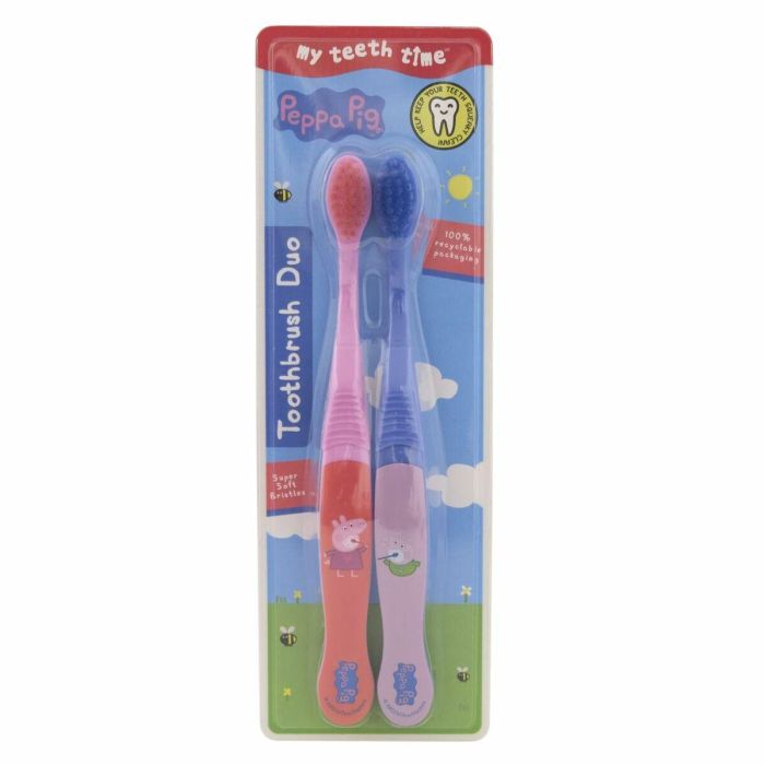 Cepillo de Dientes Para Niños Peppa Pig Rosa Azul (2 Unidades) Cepillo de Dientes Para Niños Peppa Pig Rosa Azul (2 Unidades)