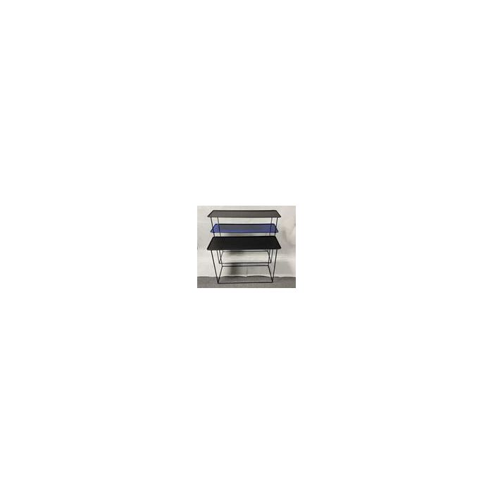 DKD Home Decor Consola Moderna Morden Court de Metal Azul y Negro, Doble Cara con 1 Estantería, 27.5x65x80 cm (Set de 2)