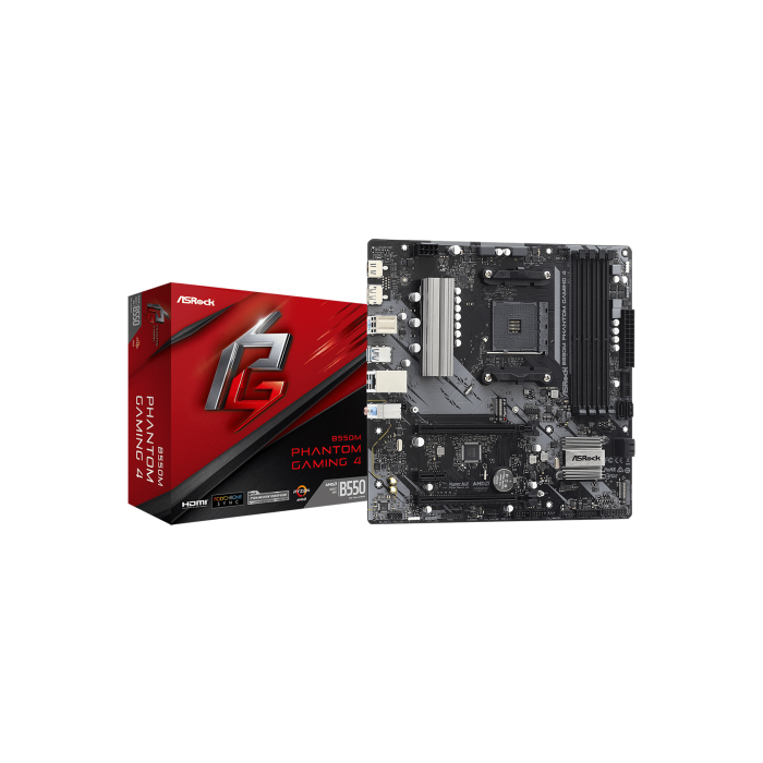 ASRock B550M Phantom Gaming 4 90-MXBE90-A0UAYZ Placa Base AMD B550 Zócalo AM4 micro ATX para AMD Ryzen DDR4 0 ASRock B550M Phantom Gaming 4 90-MXBE90-A0UAYZ Placa Base AMD B550 Zócalo AM4 micro ATX para AMD Ryzen DDR4 0