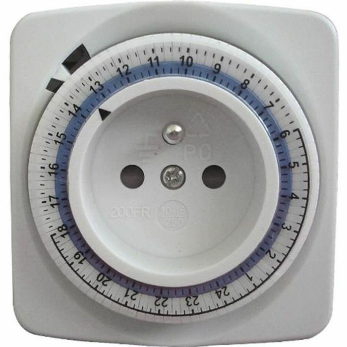 Chacon Programador Mecánico Cuadrado - Temporizador Automático para Ahorro Energía, 15 Min/Ciclo, 3500W, 48 Ciclos/Día