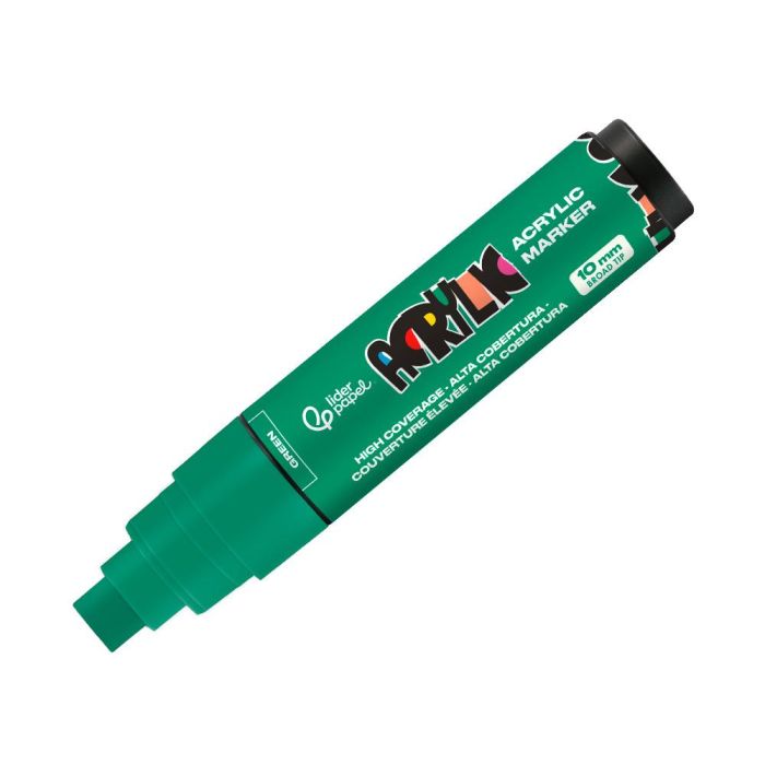 Rotulador Liderpapel Acrylic Base Agua Todo Tipo De Superficie Punta Rectangular 10 mm Verde 1 Rotulador Liderpapel Acrylic Base Agua Todo Tipo De Superficie Punta Rectangular 10 mm Verde 1