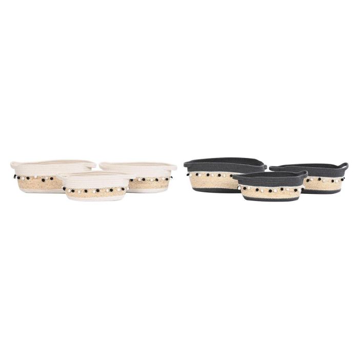 DKD Home Decor Cesta Boho Decorativa Lote de 2 Sets de 3 Piezas Blanco y Gris Oscuro 25x16x45 cm Algodón Fibra de Maíz DKD Home Decor Cesta Boho Decorativa Lote de 2 Sets de 3 Piezas Blanco y Gris Oscuro 25x16x45 cm Algodón Fibra de Maíz