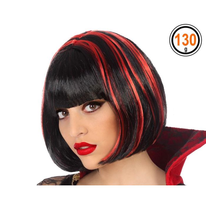 Peluca Vampiresa Rojo Corto Lisa Morena Peluca Vampiresa Rojo Corto Lisa Morena