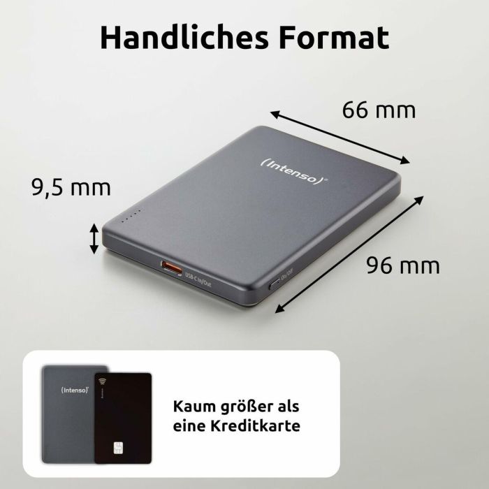 Intenso MW5000 Powerbank Magnético Gris 5000mAh MagSafe y USB-C 20W para iPhone y Dispositivos Compatibles 3