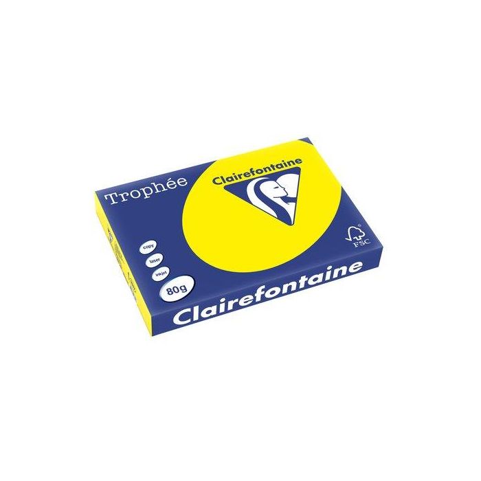 Papel De Color A3 Clairefontaine Trophee 80G 500H Vivo Amarillo Sol