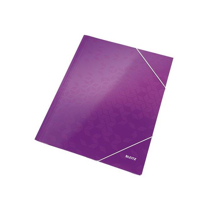 Carpeta De Gomas Y Solapas Leitz Wow Carton Plastificado A4 Violeta (Set de 10)