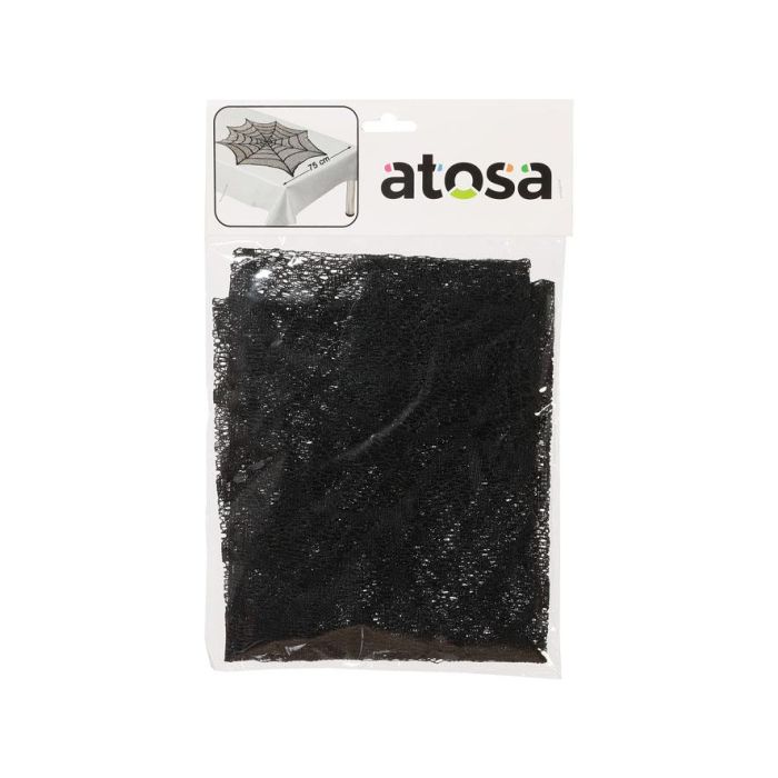 Tapete Decorativo Redondo Halloween 75 cm - Diseño Telaraña Negra para Mesa, Mueble o Vitrina 1