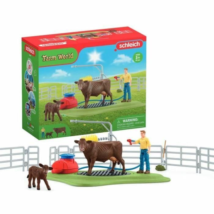 SCHLEICH 42529 FARM WORLD Estación de lavado de vacas con figura de vaca, ternero y figura humana 0 SCHLEICH 42529 FARM WORLD Estación de lavado de vacas con figura de vaca, ternero y figura humana 0