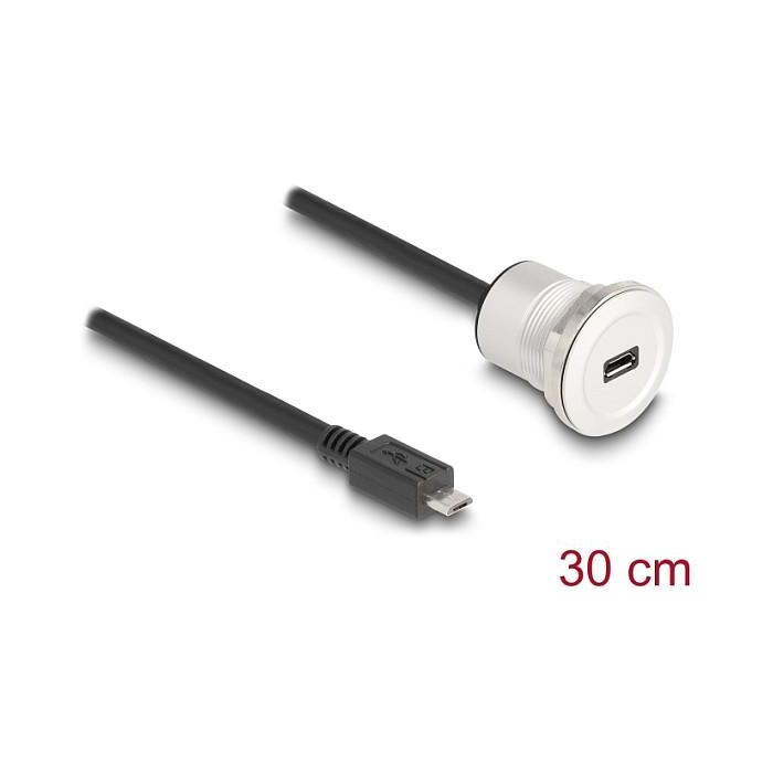 DeLOCK 88184 Cable USB 2.0 Micro-B a USB-B (Macho/Hembra) de 30 cm Negro/Plata 1 DeLOCK 88184 Cable USB 2.0 Micro-B a USB-B (Macho/Hembra) de 30 cm Negro/Plata 1
