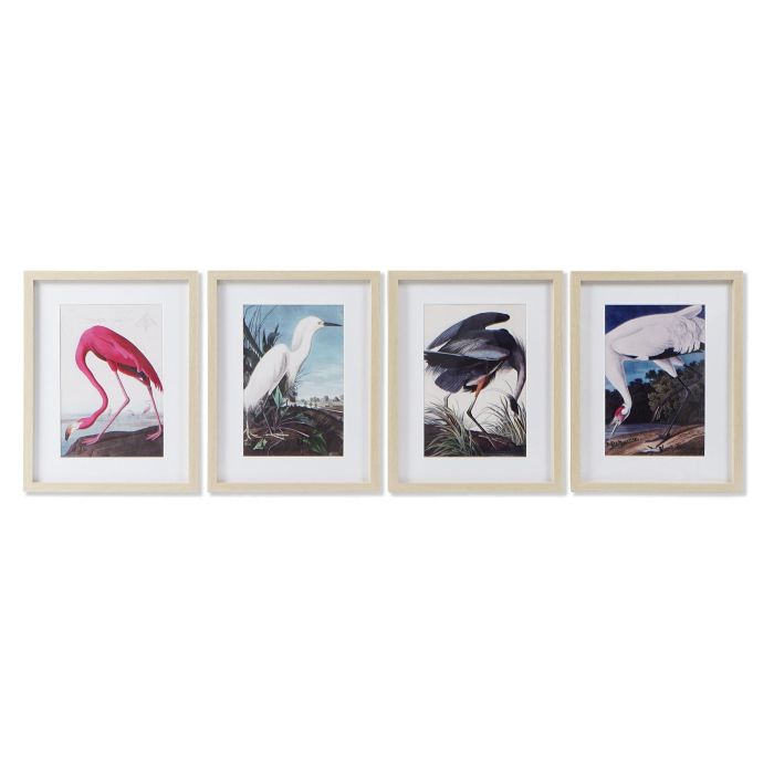 DKD Home Decor Cuadro Oriental Garza Ps Multicolor 45 x 35 cm (4 Unidades)