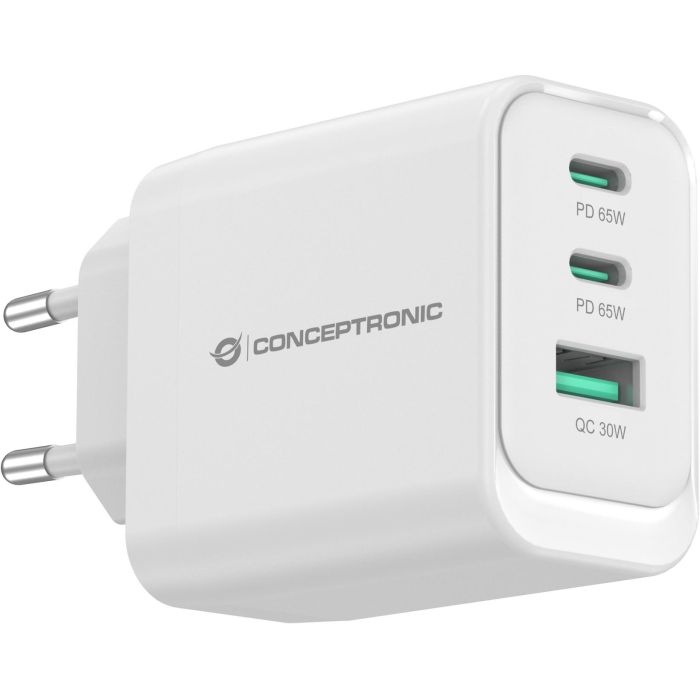 Conceptronic Cargador Pared ALTHEA21W65 65W USB-C/USB-A PD 3.0, QC 3.0, PPS Blanco 1