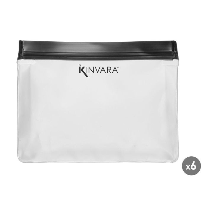 Kinvara Set 6 Bolsas PEVA 1000ml Plástico Negro y Transparente 14.5x6.5x20.5 cm (Set de 24)