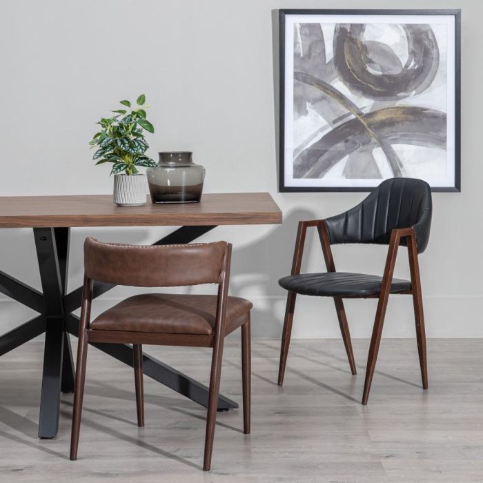 Mesa Comedor Marrón-Negro Dm-Metal 160 X 90 X 76 cm