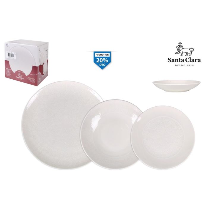 Vajilla de porcelana Corunya 12 piezas color marfil - Santa Clara Vajilla de porcelana Corunya 12 piezas color marfil - Santa Clara