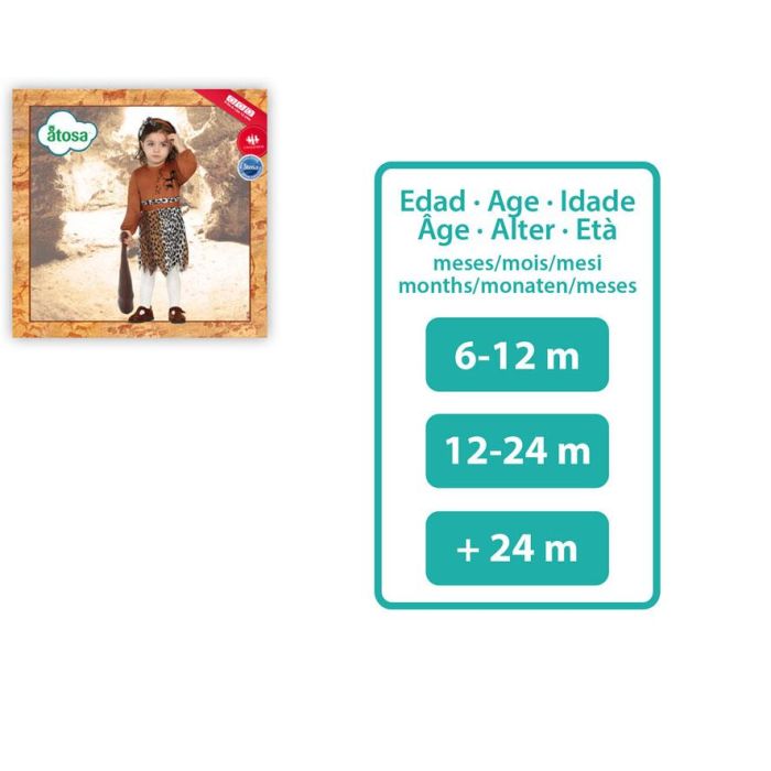 Disfraz Cavernícola Niña Bebé Marrón 0-6 Meses Prehistoria Carnaval