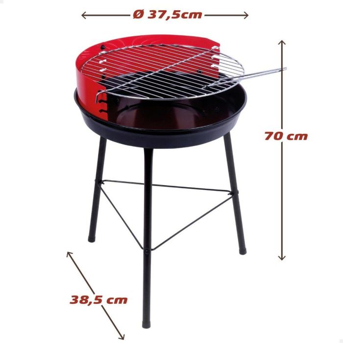 Barbacoa Portátil Aktive Madera Hierro 37,5 x 70 x 38,5 cm (4 Unidades) Rojo 2