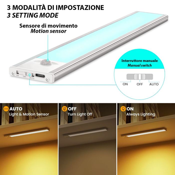 Regleta LED Velamp LACTEA Aluminio Plástico 2 W 40 cm Blanco Recargable (3000K) (4000 K) (6500 K) 1