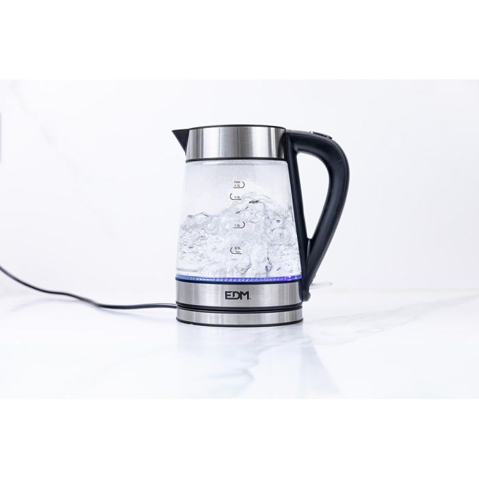 Hervidor de agua de cristal + acero inoxidable 1,7 litros 1850 - 2200w edm 6