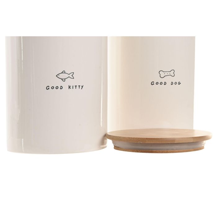 Bote  DKD Home Decor Blanco Natural 14 x 19 x 14 cm (4 Unidades) 1