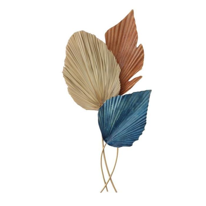 DKD Home Decor Decoración de Pared Moderna de Metal Multicolor con Diseño de Hojas 103 x 49 x 12.7 cm