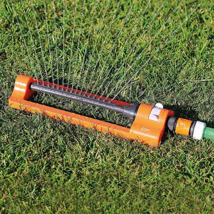 Edm Aspersor oscilante regulable 0°-180° sobre 250m², gris/naranja 1 Edm Aspersor oscilante regulable 0°-180° sobre 250m², gris/naranja 1