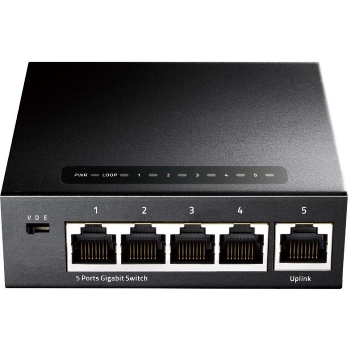 CUDY GS105 Switch Gigabit Ethernet (10/100/1000) Negro 5 Puertos RJ-45