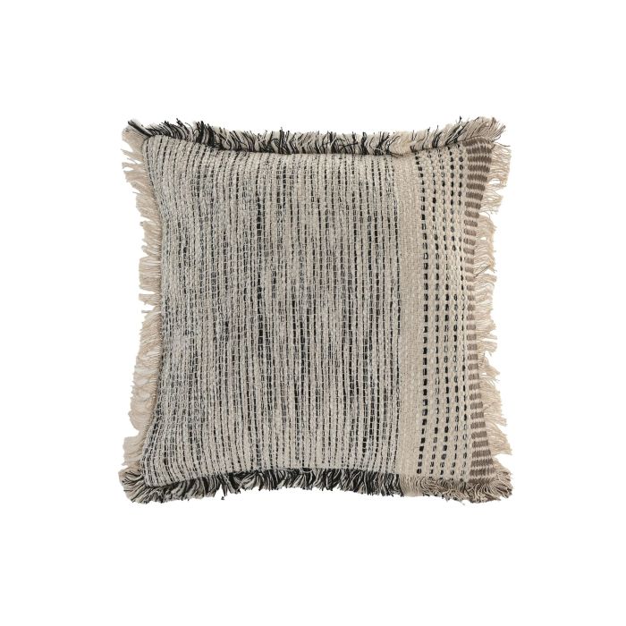 DKD Home Decor Cushions abril 25 natur a Cojín Boho Crudo de Algodón 45x45 cm hecho a mano con cremallera - Pack 2 Unidades