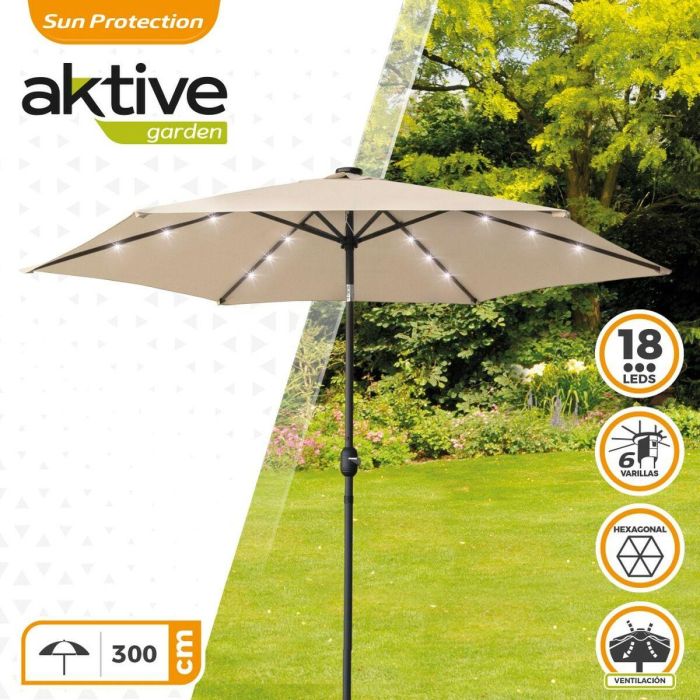 Parasol 300 cm con chimenea y luces led solares 140x15 cm 5 Parasol 300 cm con chimenea y luces led solares 140x15 cm 5