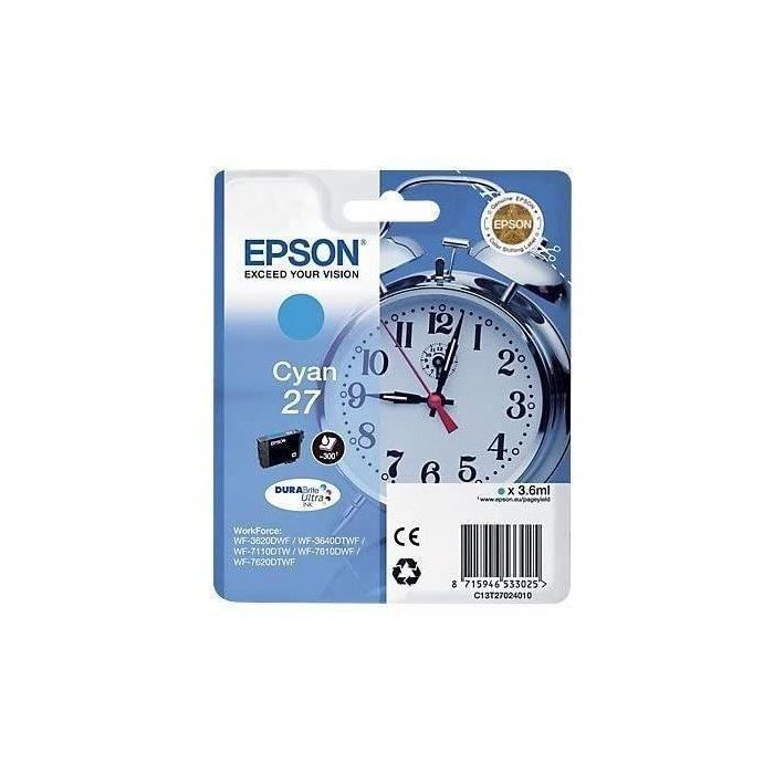Ink-Jet Epson 27 Wf3620 - 7110 - 7610 - 7620 Cyan 300 Pag 5 Ink-Jet Epson 27 Wf3620 - 7110 - 7610 - 7620 Cyan 300 Pag 5