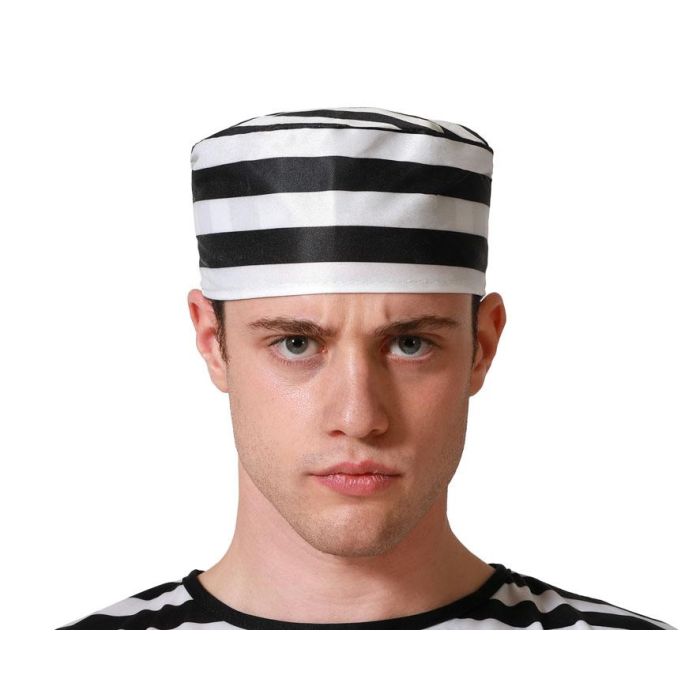Gorro Preso a Rayas Negro para Adulto - Accesorio para Disfraz de Prisión 0 Gorro Preso a Rayas Negro para Adulto - Accesorio para Disfraz de Prisión 0