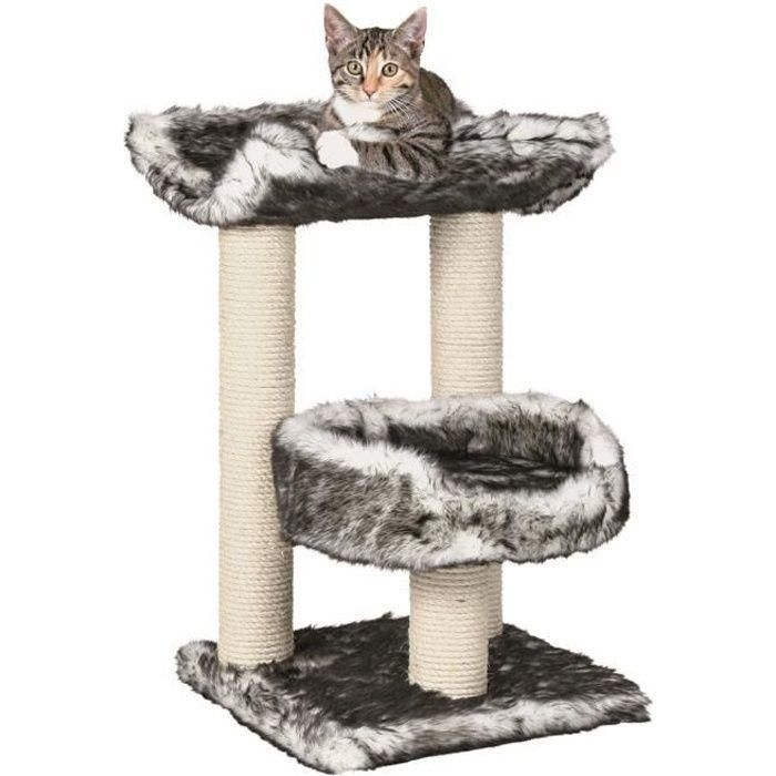 TRIXIE Isaba Cat tree Altura 62 cm felpa blanco y negro y sisal natural