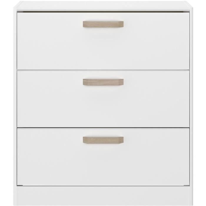 Cómoda DREAM de 3 cajones - Tablero de partículas - Decoración blanca - L79,7 x H87,8 x P43,8 cm Cómoda DREAM de 3 cajones - Tablero de partículas - Decoración blanca - L79,7 x H87,8 x P43,8 cm