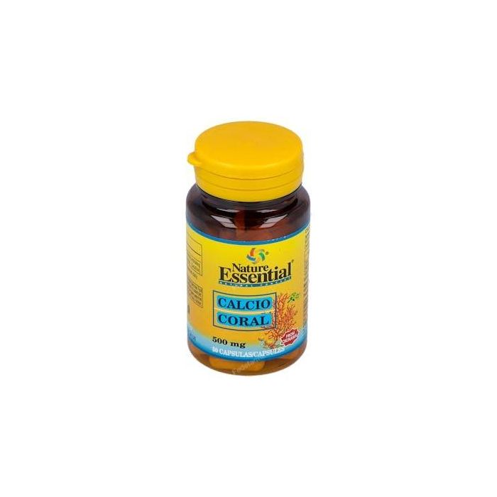 NATURE ESSENTIAL Calcio Coral 500mg - Suplemento Alimenticio para Huesos Fuertes - 50 Cápsulas
