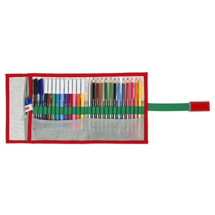 Estuche Escolar con Accesorios Benetton Pop Gris (27 Piezas) (7 x 20 x 7 cm) 1