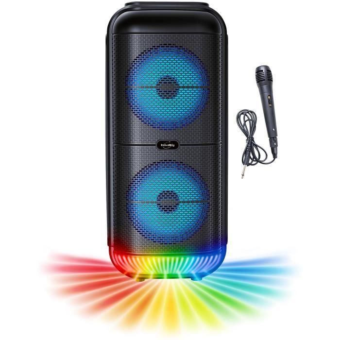 Inovalley KA22-BTH Altavoz Karaoke Iluminado 500W Bluetooth V5.0 49 cm Negro