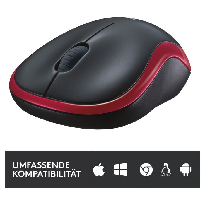 Logitech M185 Ratón Inalámbrico Óptico 1000 DPI Rojo