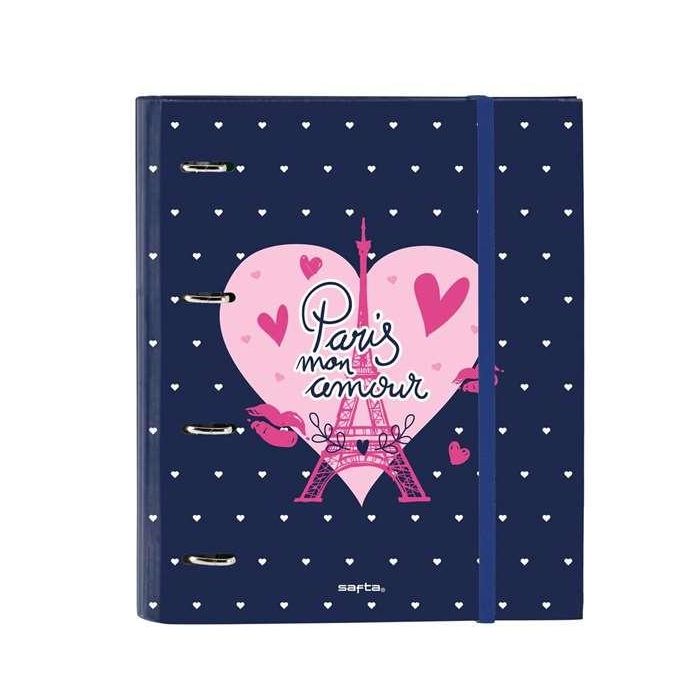 Carpeta de anillas Safta Paris Rosa Azul marino 27 x 32 x 3.5 cm