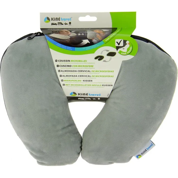 Kine Travel Cojín de Viaje y Nuca 2 en 1, Almohada Extra para Espalda, 37 x 29 x 10 cm, Microperlas, Tela Suave 2
