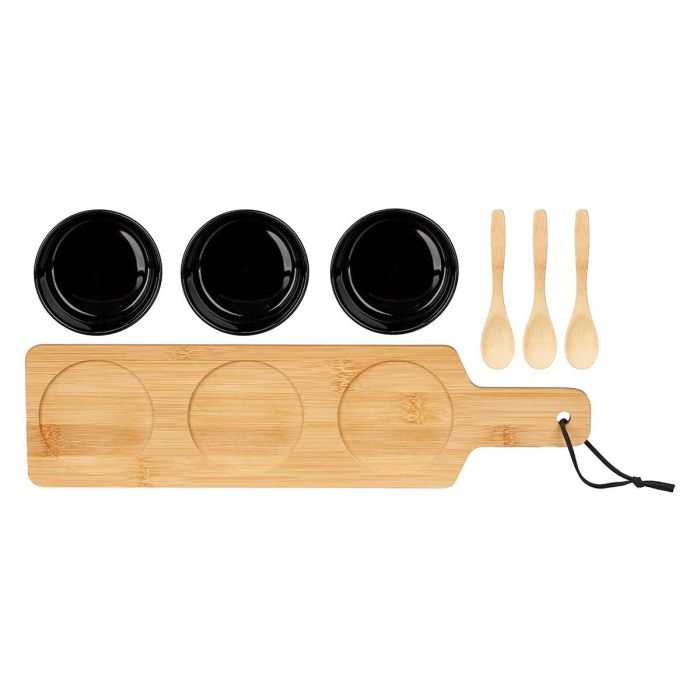 Set 3 Bol Ceramica Negra Cuchara Y Bandeja Bambu Kinvara 39X6CM (12 Unidades) 1 Set 3 Bol Ceramica Negra Cuchara Y Bandeja Bambu Kinvara 39X6CM (12 Unidades) 1