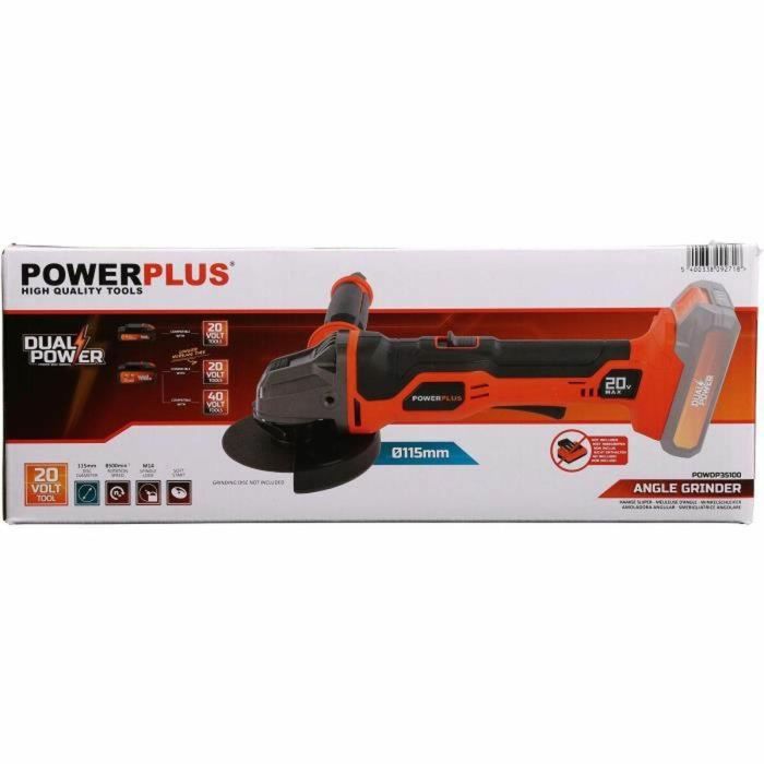 Dual Power POWDP35100 Grinder de esquina inalámbrica 20V Ø115 mm con arranque progresivo, herramienta sin batería ni cargador 2