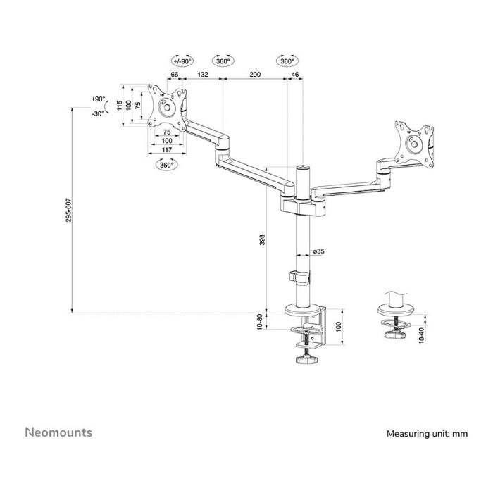 Soporte de Mesa para Pantalla Neomounts DS60-425BL2 Negro 27" 11