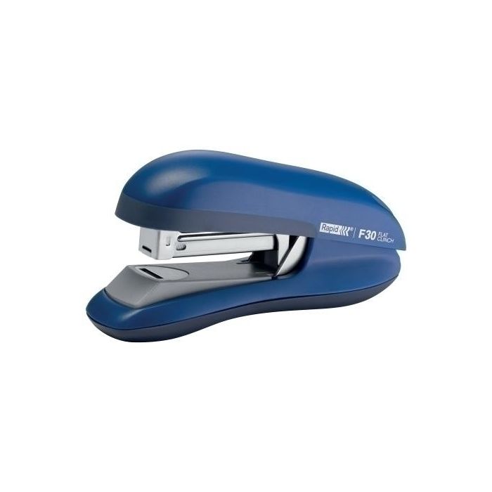 Rapid Grapadora de Sobremesa F30, Grapado Plano, Plástico ABS Azul, 30 Hojas, usa Grapas 24/6 y 26/6, ideal Oficina y Hogar