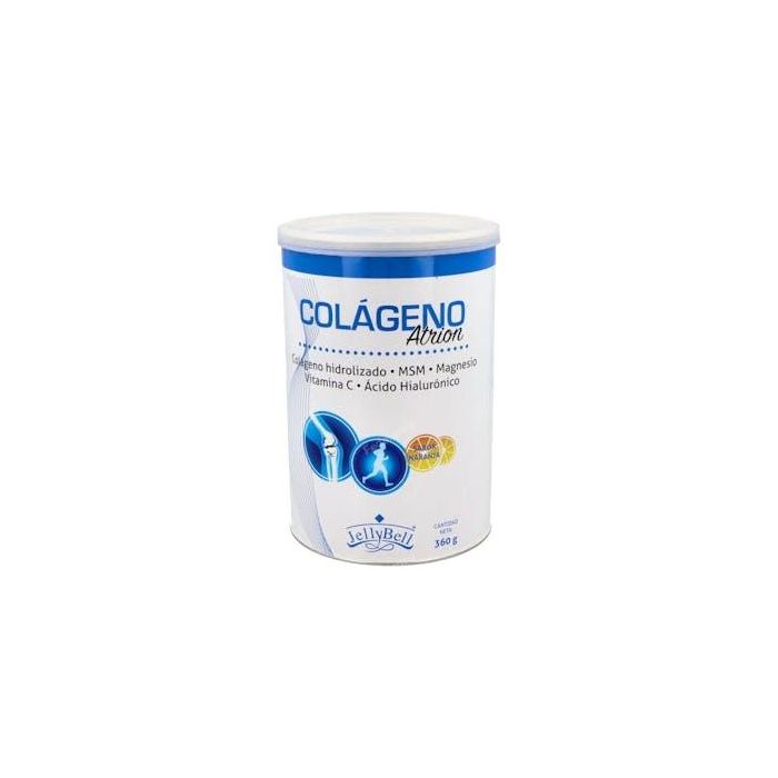 Atrion Colágeno con Magnesio, MSM y Ácido Hialurónico. Mantiene Huesos y Articulaciones. Sabor Naranja 360g