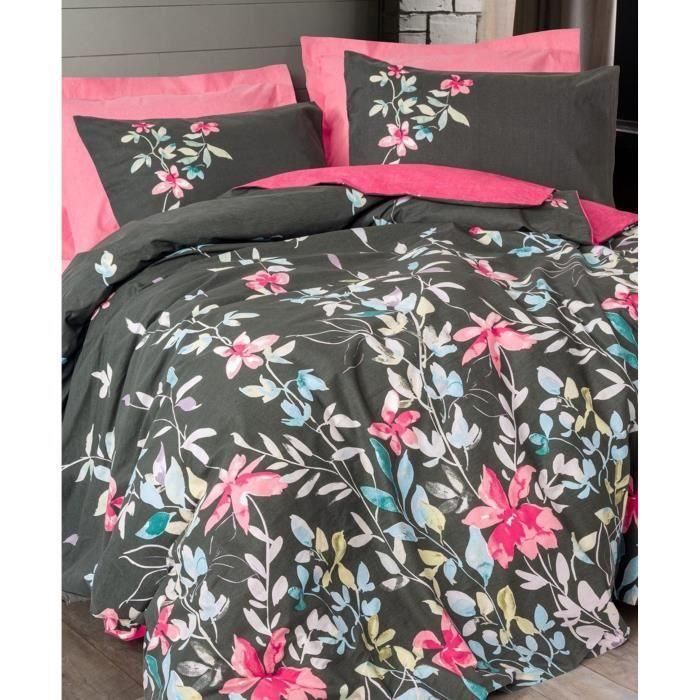 Juego de cama - 1 funda nórdica 220x240 cm + 2 fundas de almohada 60x60 cm - 100% algodón - Rosa 3 Juego de cama - 1 funda nórdica 220x240 cm + 2 fundas de almohada 60x60 cm - 100% algodón - Rosa 3
