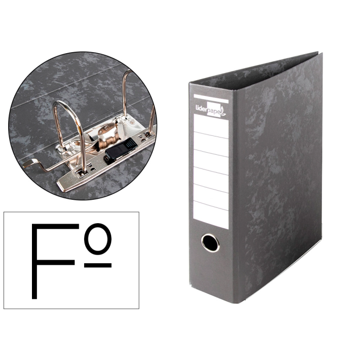 Liderpapel Archivador de Palanca Folio Negro Lomo 80mm Compresor Metálico 0 Liderpapel Archivador de Palanca Folio Negro Lomo 80mm Compresor Metálico 0