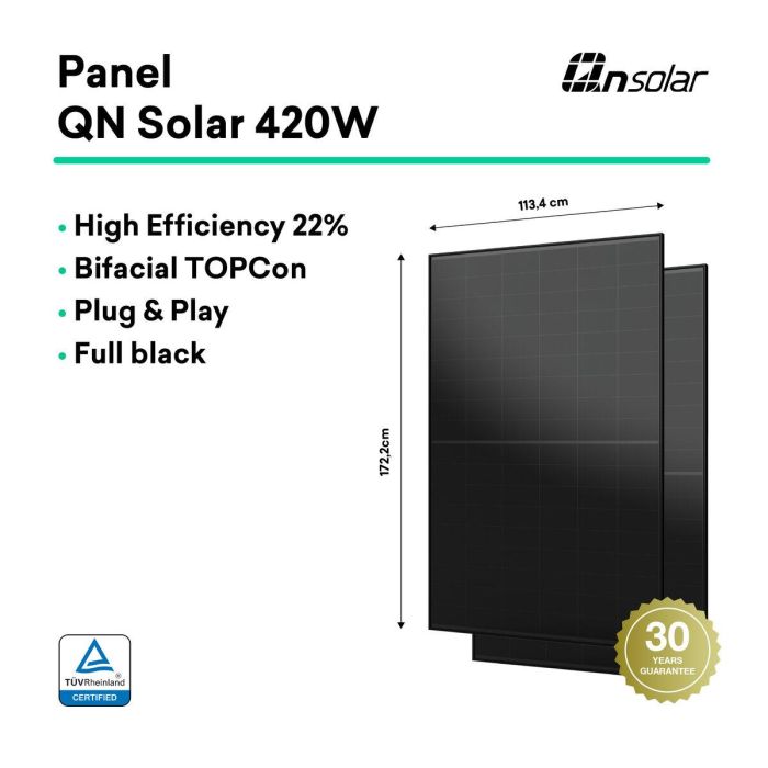 TORNASOL Kit solar autoinstalable 800W, x2 paneles solares rígidos, bifaciales, incl. 20º 6 TORNASOL Kit solar autoinstalable 800W, x2 paneles solares rígidos, bifaciales, incl. 20º 6