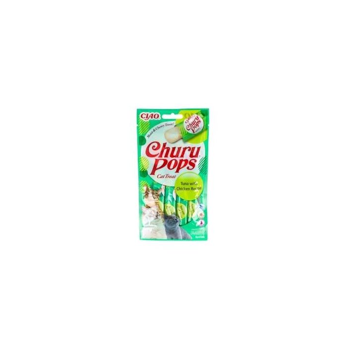 CHURU VET Churu Pops Atún con Pollo, Snack Cremoso para Gatos, 4 Sticks de 15g, 1 Bolsa